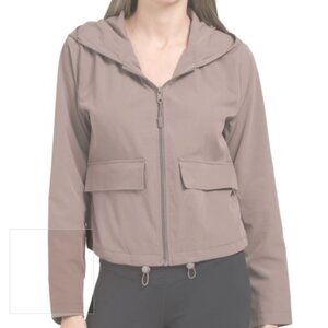 NWT SINCERELY JULES Women Tan-Brown Zip Up Hoodie Jacket Size S